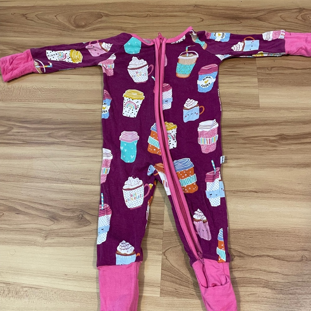 Little Sleepies Love you a Latte purple zippy: newborn